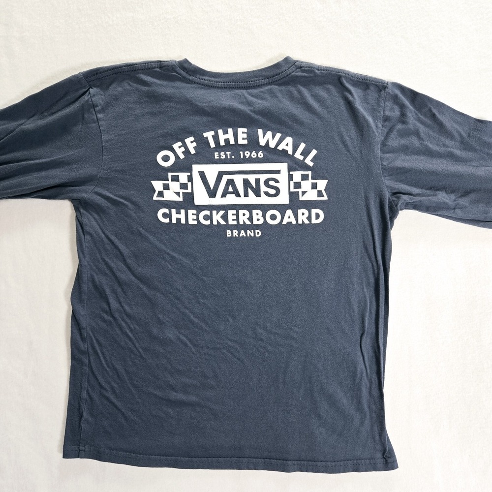 VANS T-Shirt Youth XL (14+)Long Sleeve Graphic Tee off The Wall Crew Neck Cotton